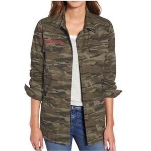 Caslon - Olive Camouflage Utility Jacket with Embroidered Details